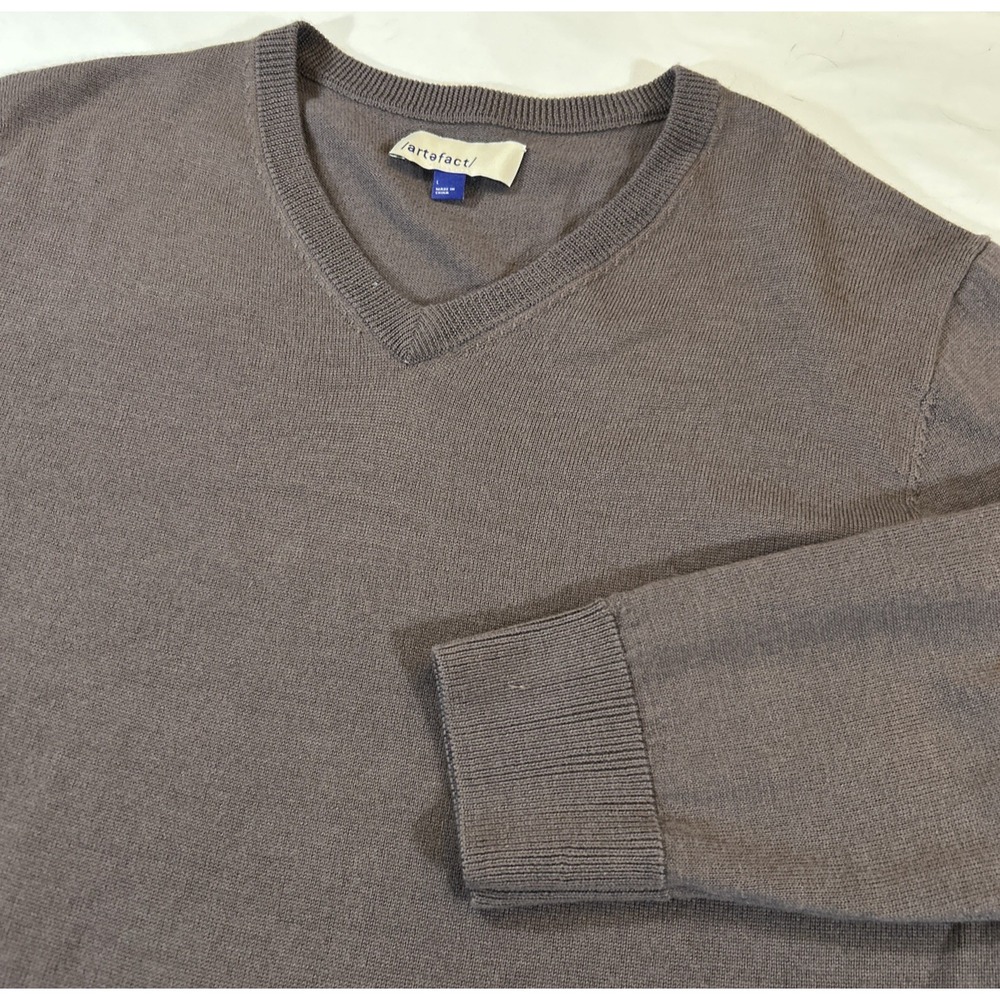 Artefact 100% Merino Wool V Neck Pullover Sweater Size Large Dusty Purple - Picture 1 of 7